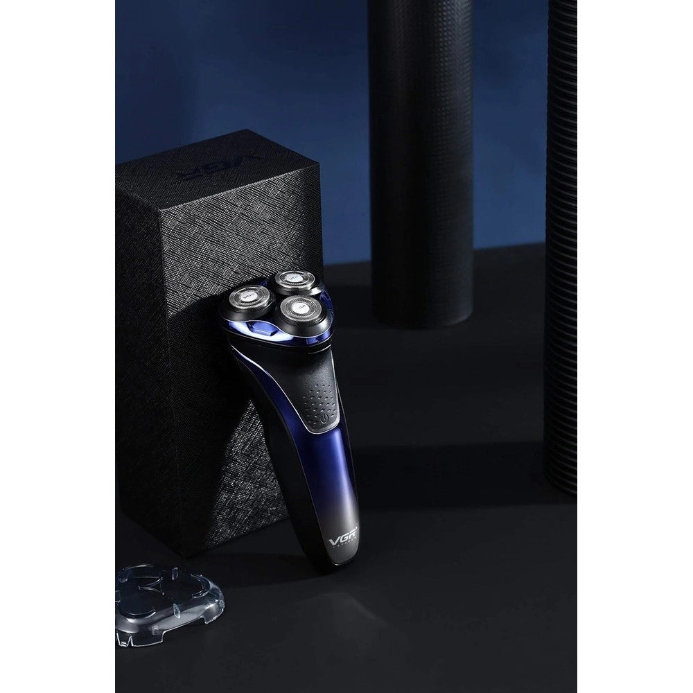 Trade Shop - Rasoio Elettrico Uomo A 3 Teste Usb Display Lcd Batteria Ricaricabile Ipx7 V-306 -
