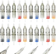 Cariche per Tatuaggio 20 pezzi - Aghi da Disegno - Make-up Permanente - Applicatore Ronde/Shader - Attrezzatura per Tatuaggio - Compatibile con Pennelli per Macchina