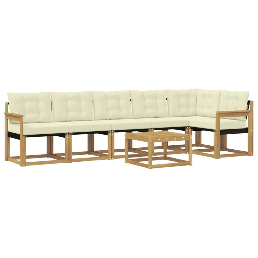 Set di divani da esterno con cuscino 7 pcs Bianco e Crema 3389540