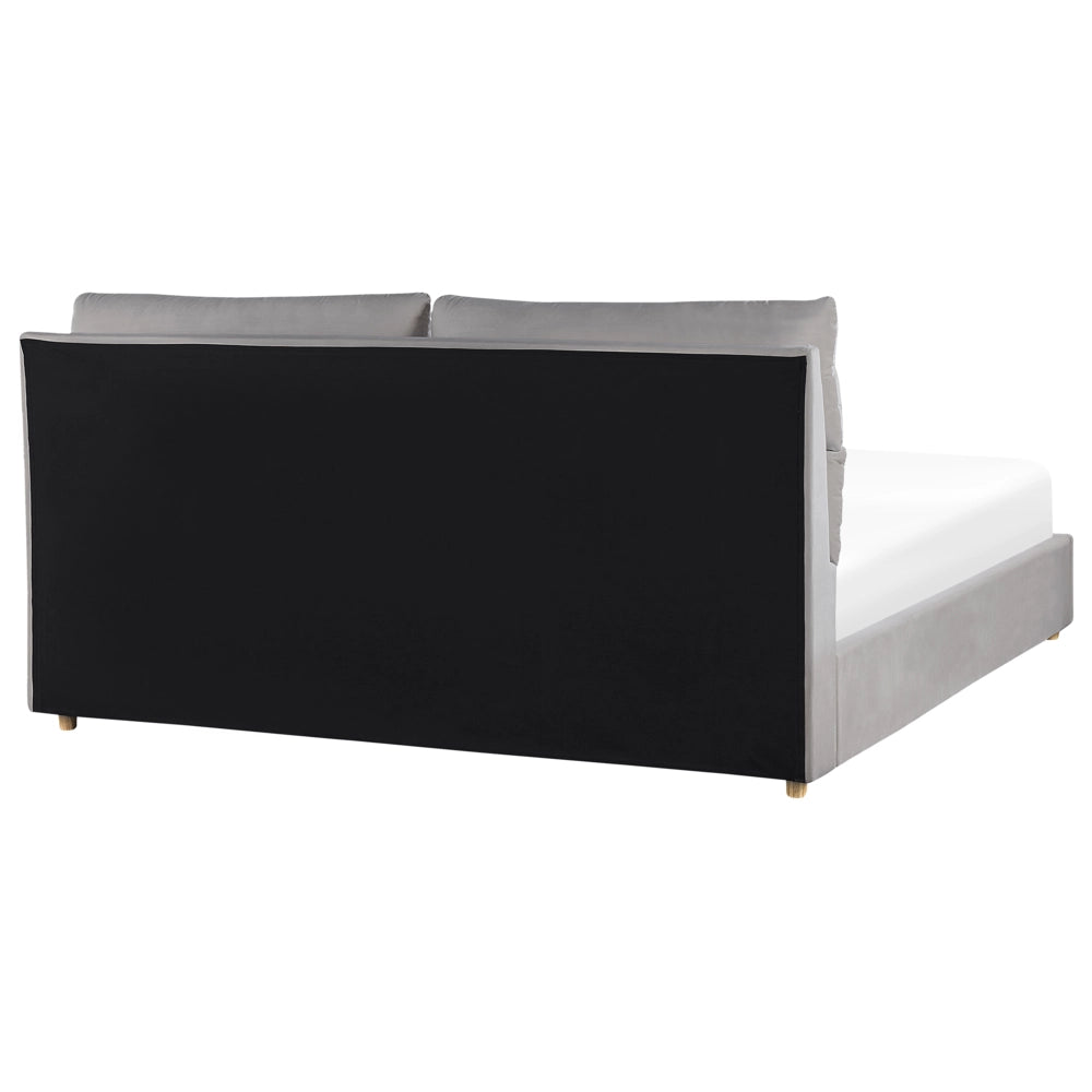 Letto matrimoniale con contenitore velluto grigio chiaro 180 x 200 cm