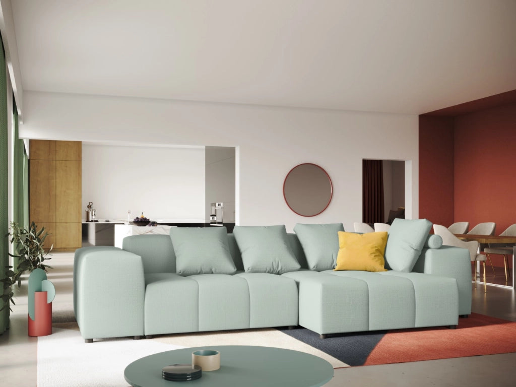 Cosmopolitan Design - Divano angolare modulare reversibile "Rome" 4 posti in tessuto strutturato menta 