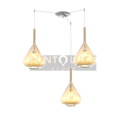 SOSPENSIONE CROMO 3 LUCI SPOSTABILE VETRI AMBRA 1177CR-S3 S-AM