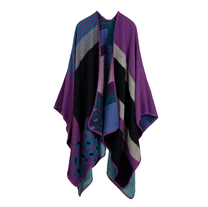 Sciarpa da donna in cashmere sfumato mimetico in stile europeo e americano con spacchi, extra lunga e spessa