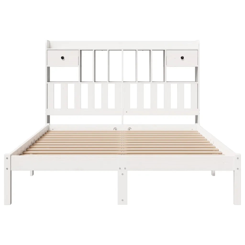 Letto Libreria senza Materasso Bianco 160x200 cm Legno di Pino