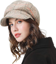 Cappello per donna - Inverno caldo Cappello - Stile vintage Cappello morbido a otto angoli - Cappello casual moda - Foderato in lana pesante a otto angoli - Cappello regolabile - Adatta per capelli da 56-58cm - Beige