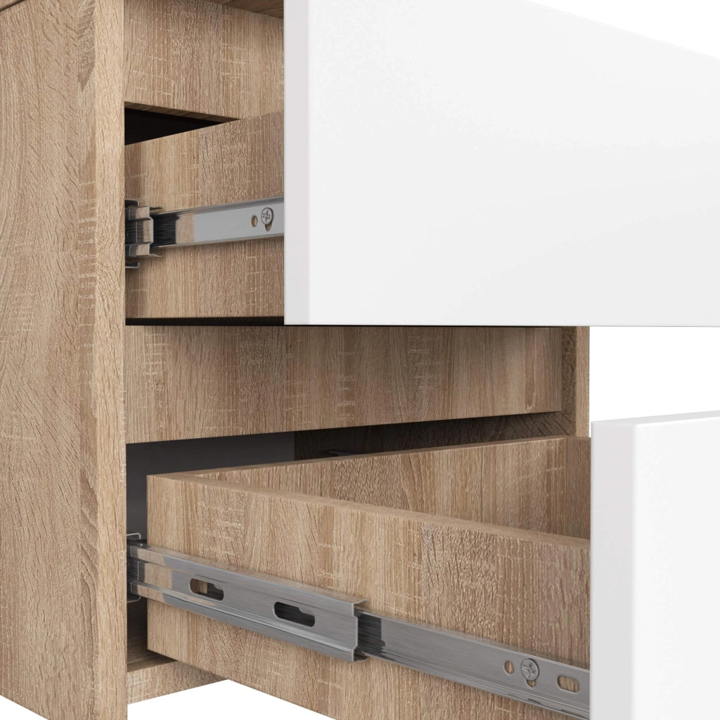 Comodino AKORD CL2 Sonoma Quercia 40 cm 2 cassetti inserto frontale Bianco 40x35x40 cm