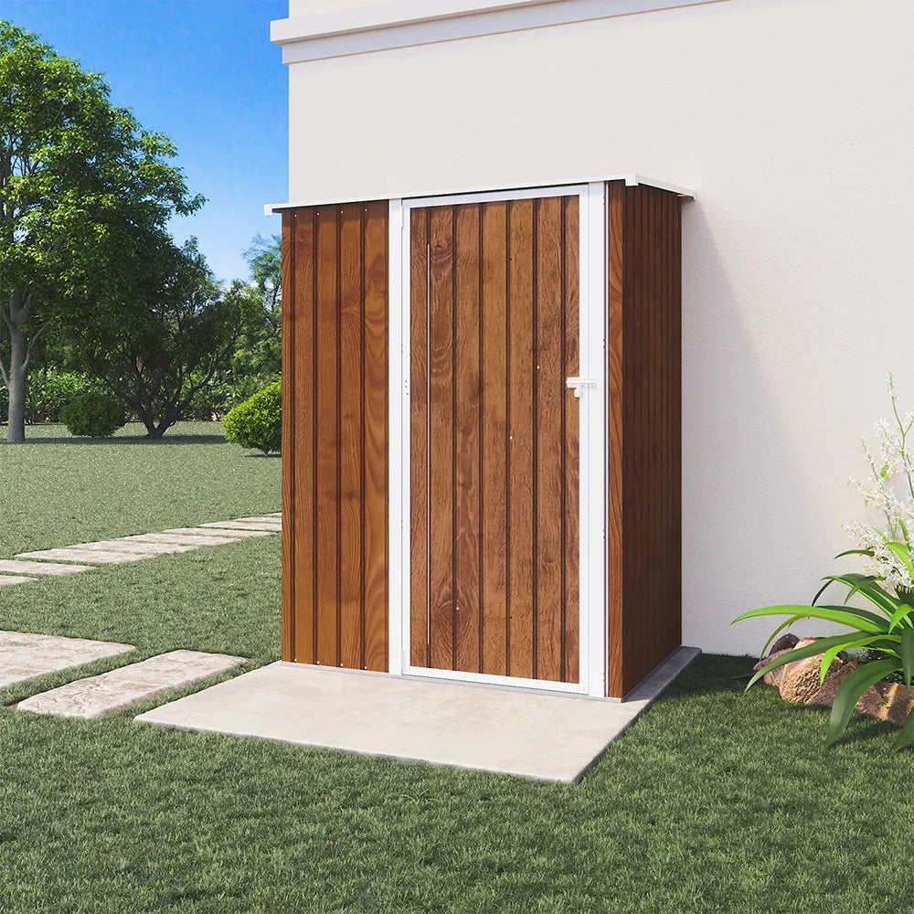 Casetta da giardino in acciaio zincato effetto legno 1,51x1,03xh1,96 m - 48kg- 1,55 metri quadri