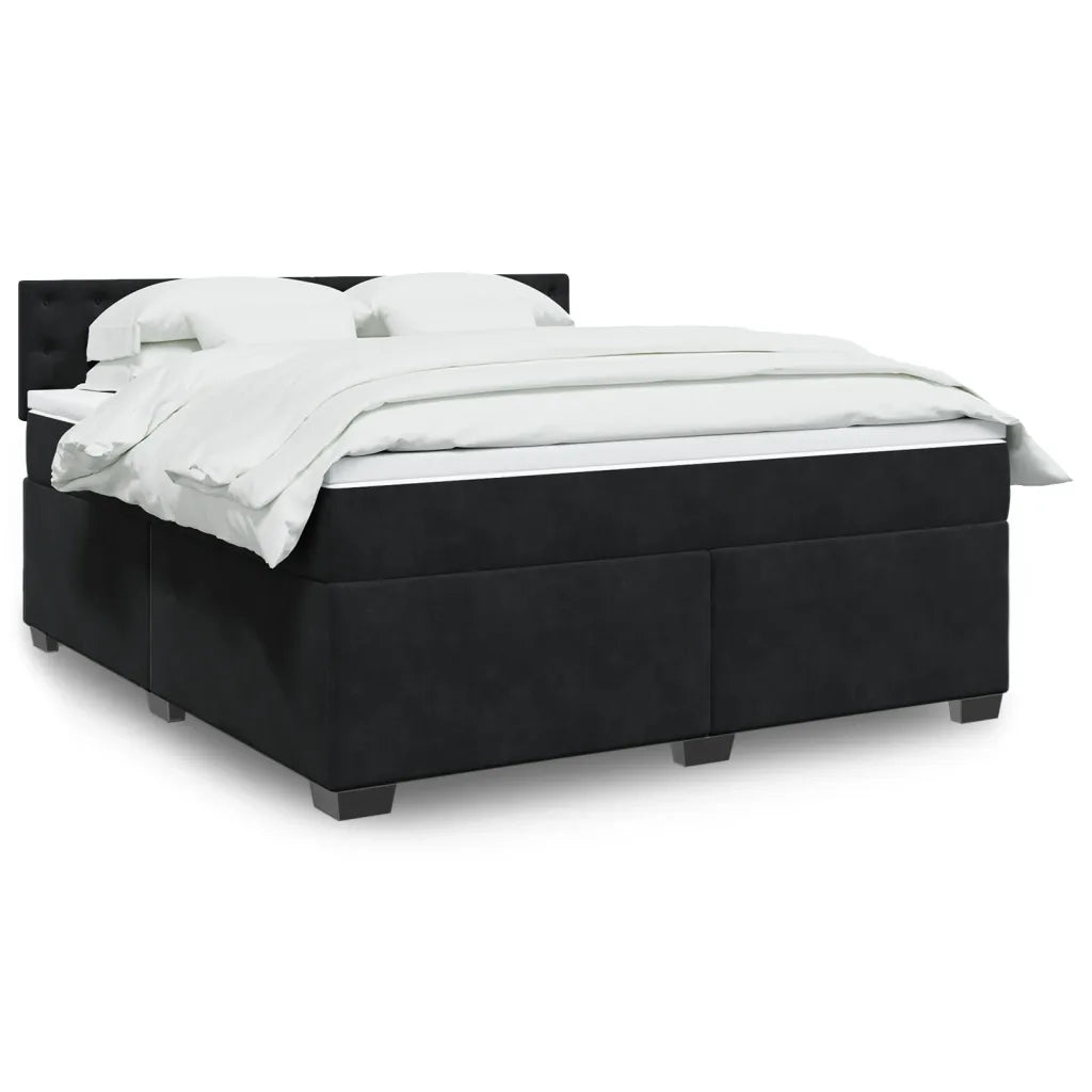 Giroletto a Molle con Materasso Nero 180x200 cm in Velluto 3288692