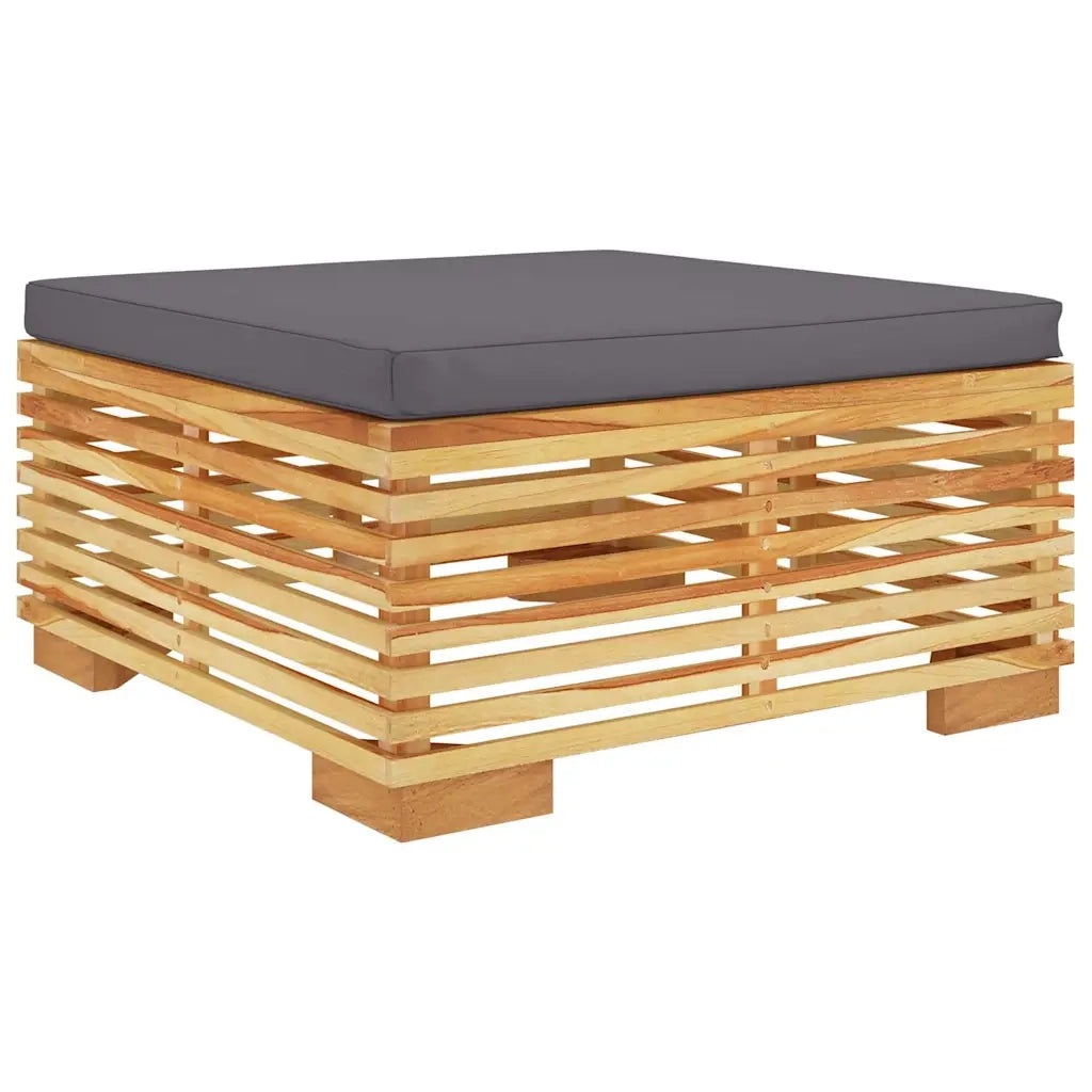 Sedia da giardino-Poggiapiedi Giardino Cuscino Grigio Scuro Legno Massello Teak
