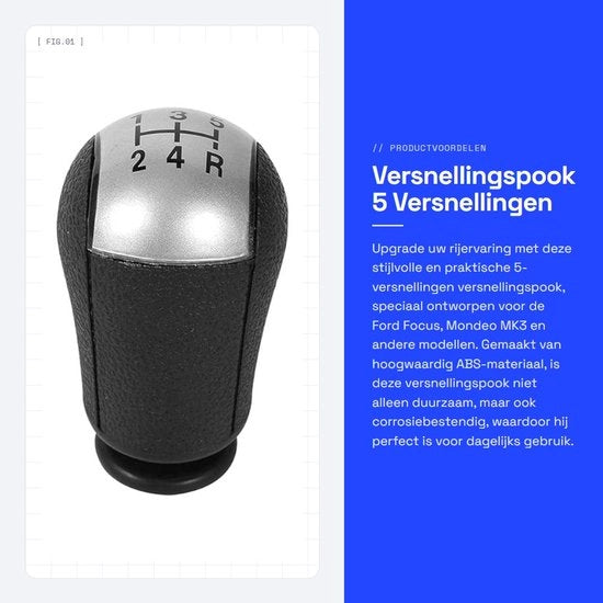 Manuale a 5 velocità con leva a manovella - Pomo di leva - Pomo di levanaggio universale - Materiale ABS di alta qualità - Installazione facile - Grip comodo - Pomo di levanaggio
