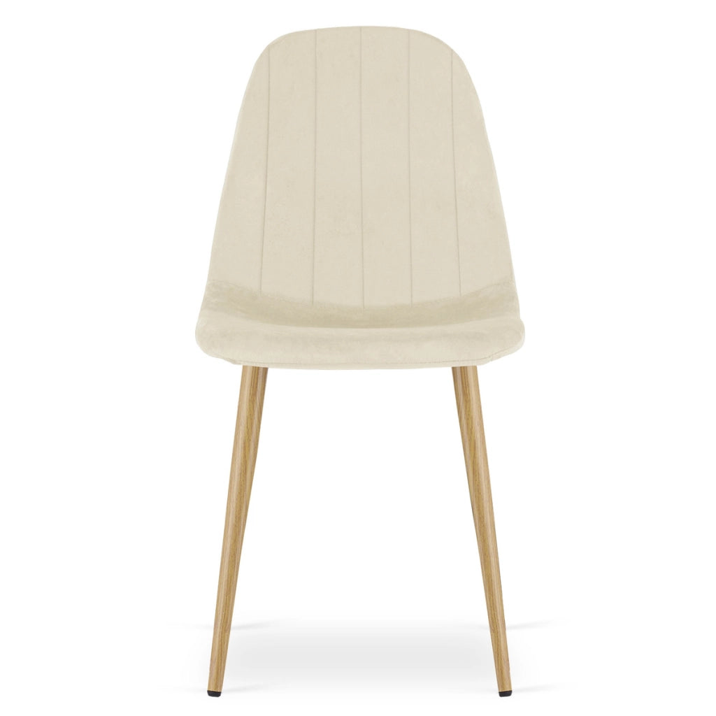 Set di 3 sedie Padva in velluto beige con gambe effetto rovere