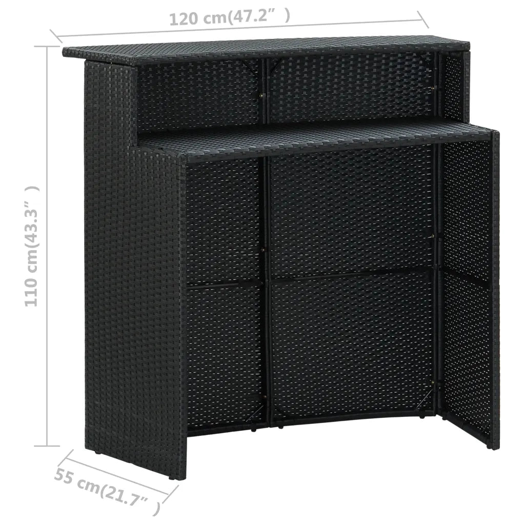 Set da Bar da Giardino 5 pz con Cuscini Nero 3064879