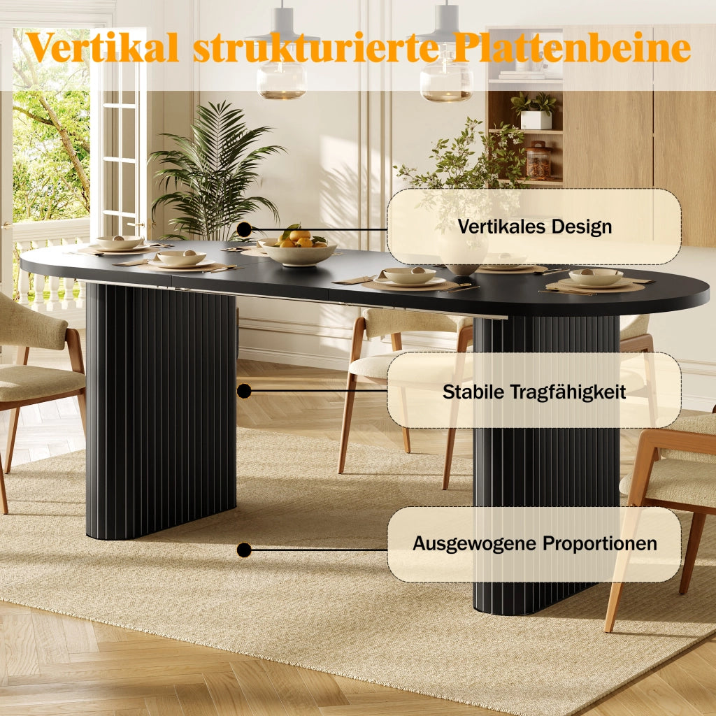 TAVOLO da pranzo allungabile 120-160x80 cm Nero MDF e metallo