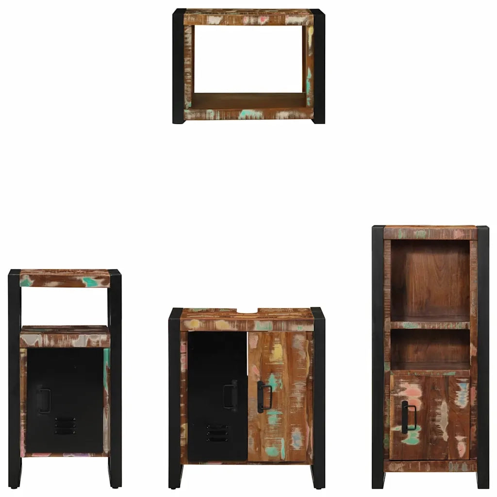 vidaXL Set di mobili per il bagno 4 pcs Legno massello riciclato