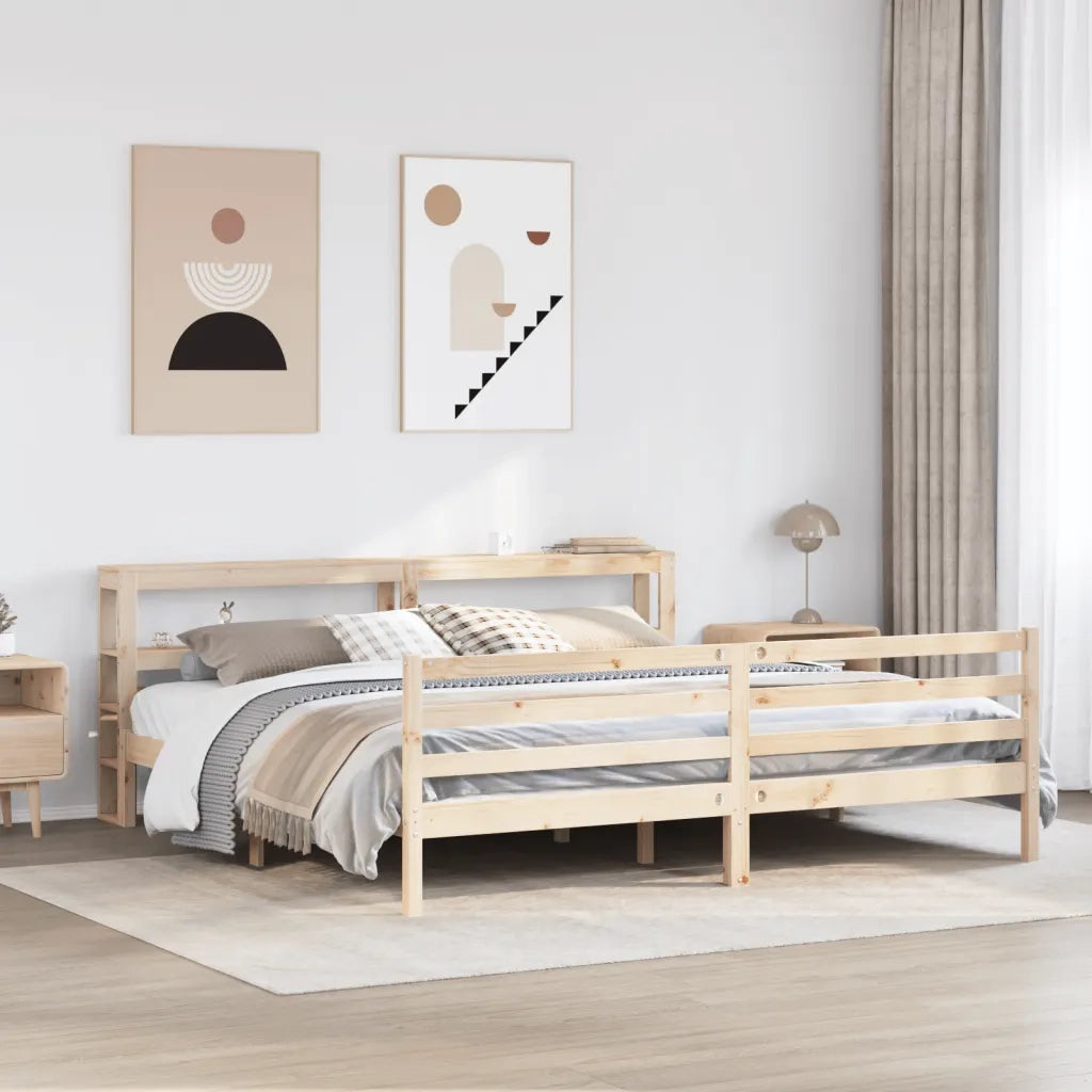 Letto senza Materasso-Struttura Letto 180x200 cm in Legno Massello di Pino 450740