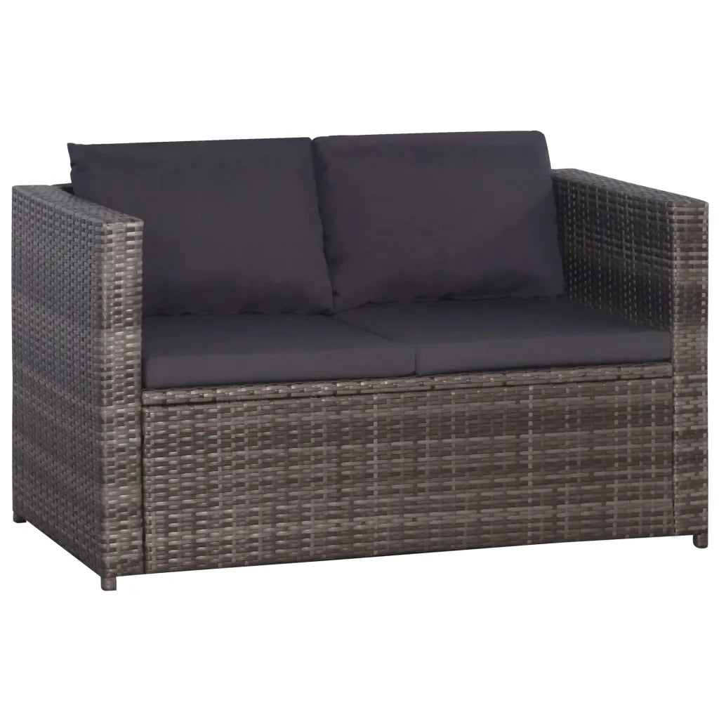 Set da Bistrot 3 pz | Set Salotto da Giardino con Cuscini in Polyrattan Grigio