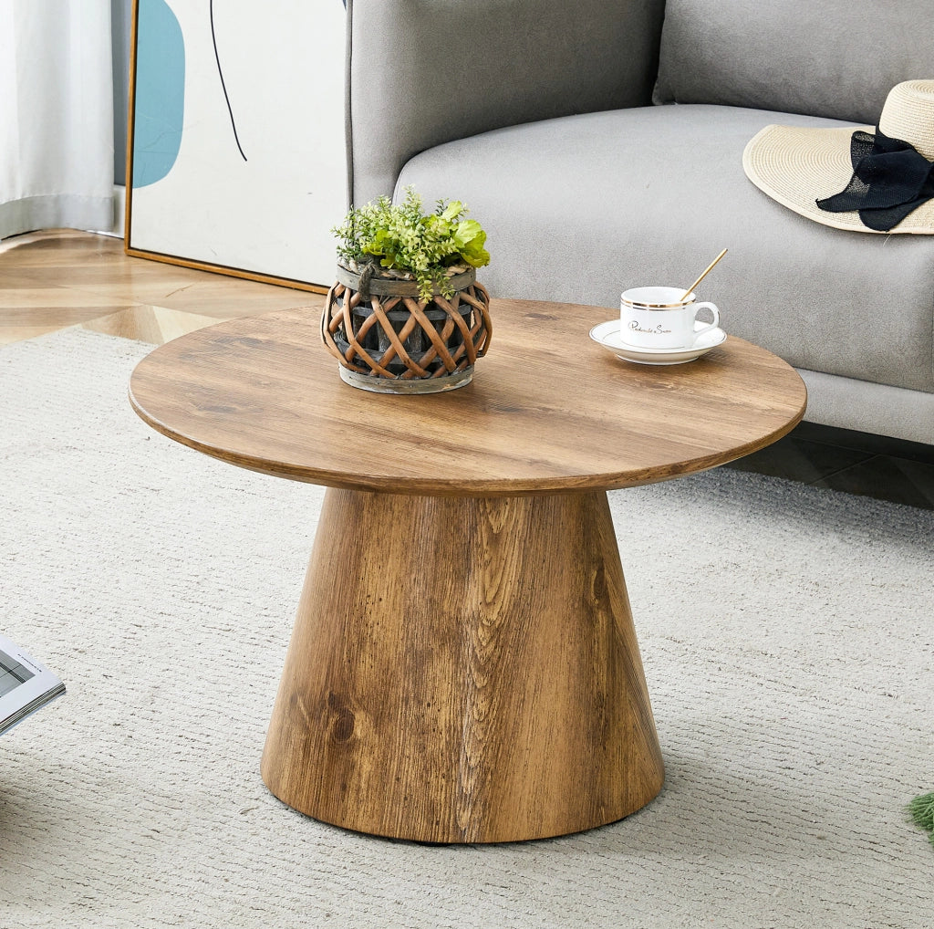 Tavolino da caffè rotondo in MDF effetto legno; ? 60 cm; altezza 35 cm