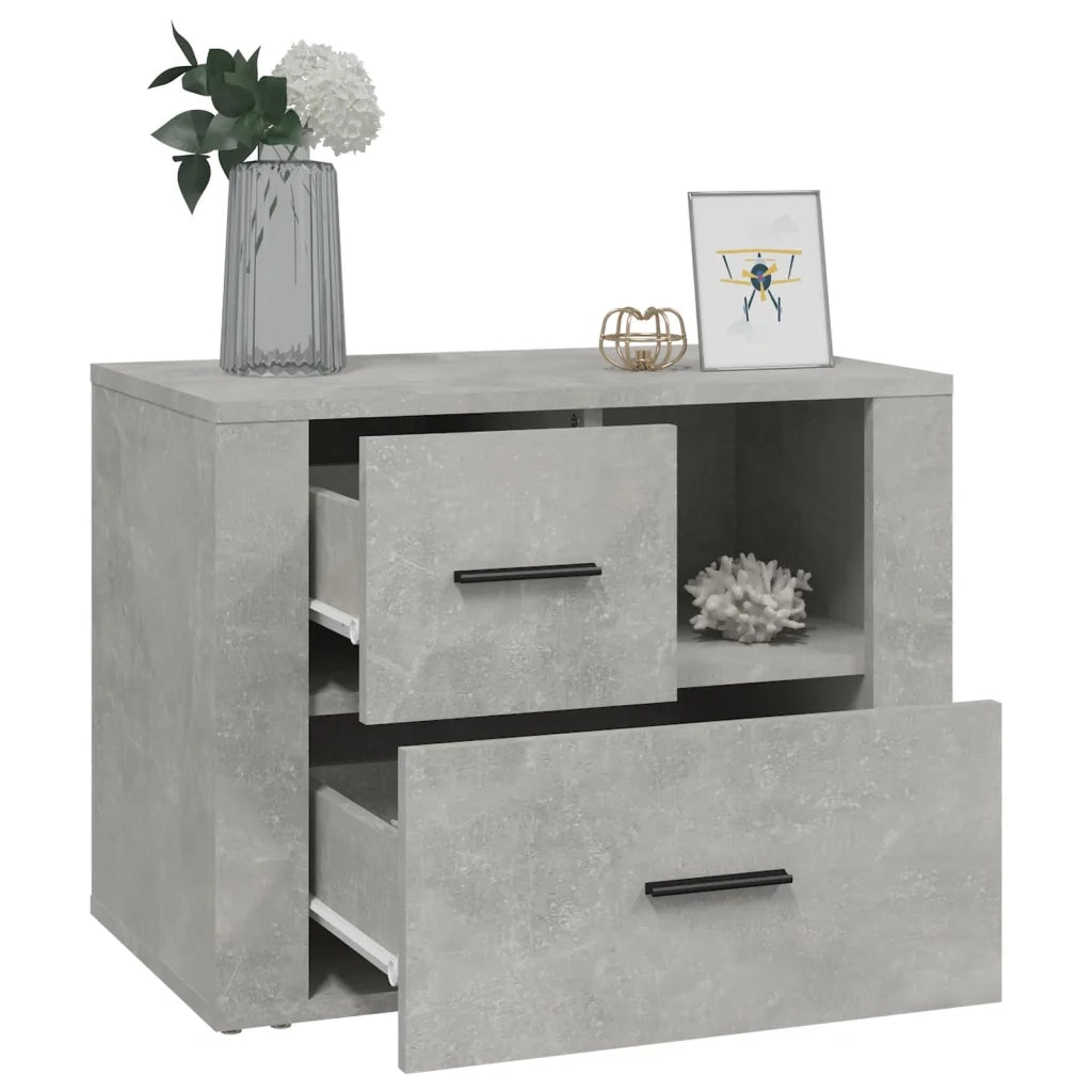 Comodino-Tavolino da notte Grigio Cemento 60x36x45 cm in Legno Multistrato