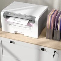 Armadietto Portadocumenti con 2 Cassetti per Cartelle A4, Serratura e Chiavi, 76x40x76cm, Bianco