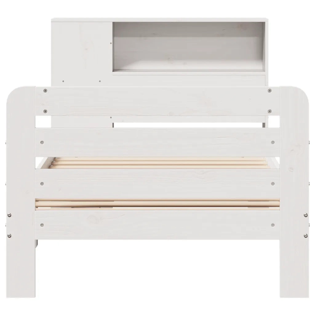 Letto senza Materasso Bianco 75x190 in Legno Massello di Pino 3309909