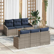 Set Divano da Giardino 7 pcs Grigio e Blu Navy polyrattan 3356449