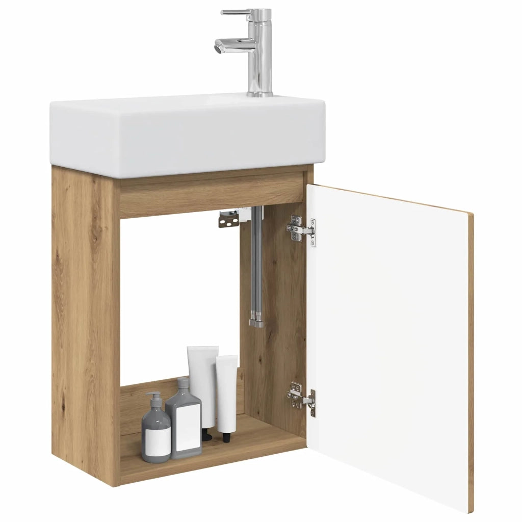 Mobile bagno con rubinetto Rovere Artigianale