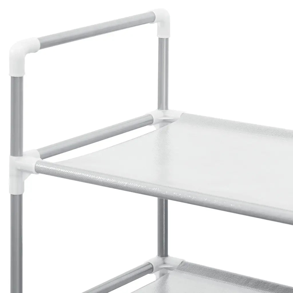 Scarpiera 10 Ripiani Metallo e Tessuto Non Tessuto Argento cod mxl 48940