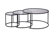 Set di 3 tavolini in metallo "Aurum" - 80 x 80 x 43 cm - Nero Grigio