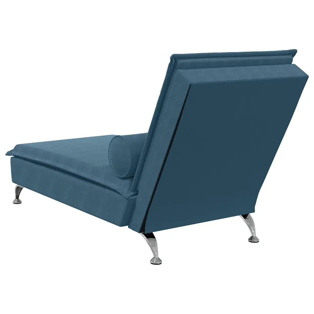 Chaise Longue Massaggi con Cuscino a Rullo Blu in Velluto CFW3409255