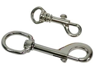 MOSCHETTONI A SCATTO CON ANELLO GIREVOLE IN ACCIAIO NICHELATO- - mm.90 grandi - 20 pezzi QUALITY