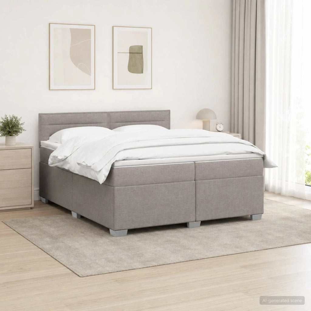 Letto con Box Spring, Materasso e LED Tortora 200 x 200 cm 3452019