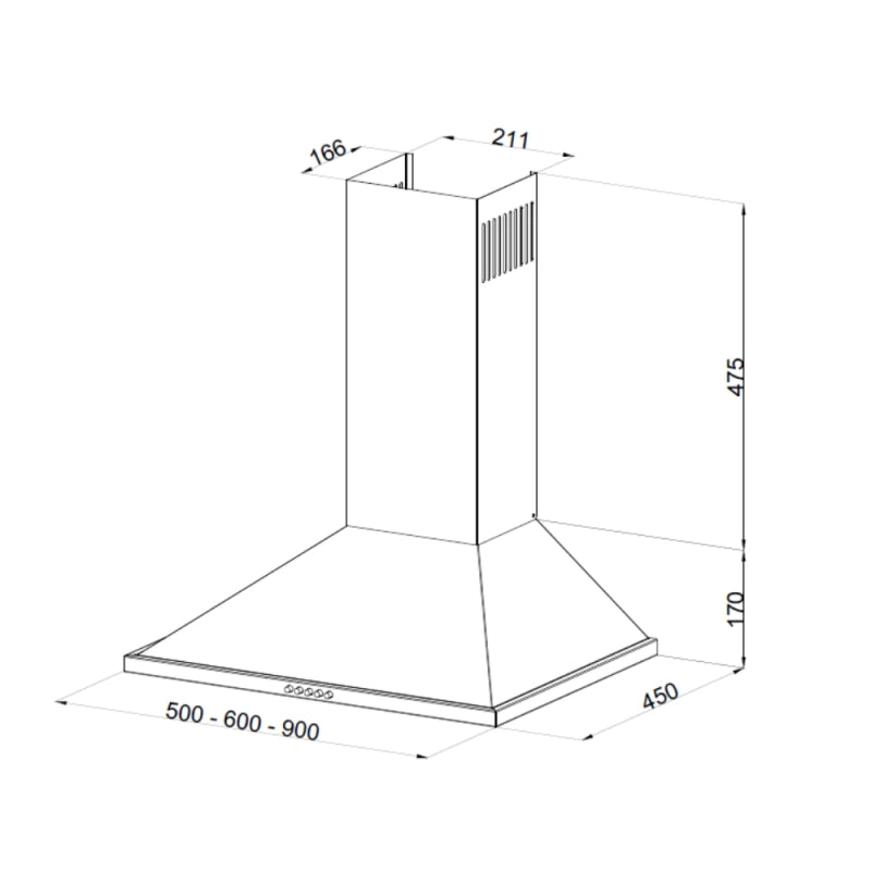 Cappa a piramide 90 cm Eolo 90 nera Samet