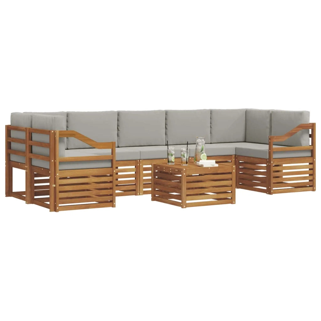 Set di divani da esterno 8 pcs Grigio Naturale e Chiaro 3374546
