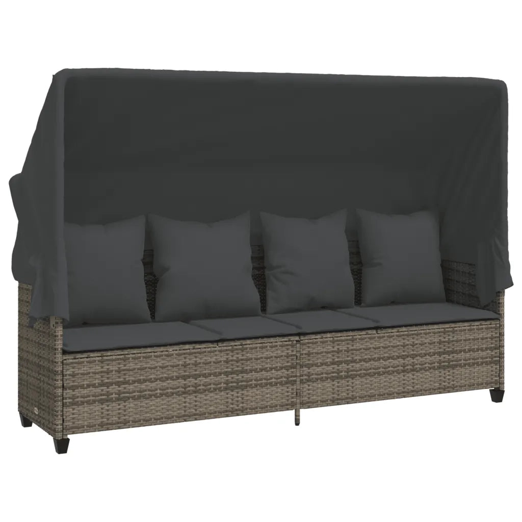 Set Divano da Giardino 5 pz | Set Salotto da Giardino con Cuscini Grigio in Polyrattan
