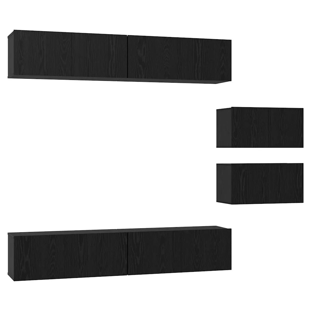 vidaXL Set mobile TV 6 pcs Rovere nero 80 x 30 x 30 cm