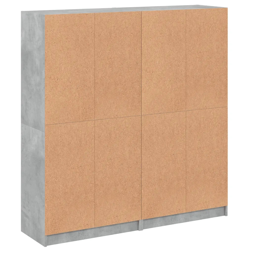 Libreria Ante-Scaffale per Libri-Mobile di Stoccaggio Grigio Cemento 136x37x142 cm in Legno Multistrato 673652