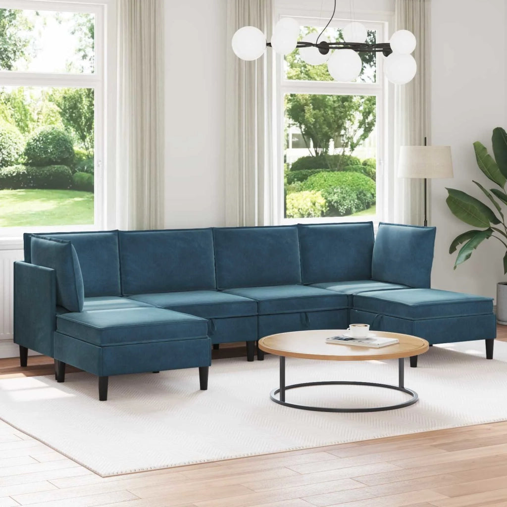 Set di mobili per il soggiorno con cuscino 6 pcs Blu Velluto