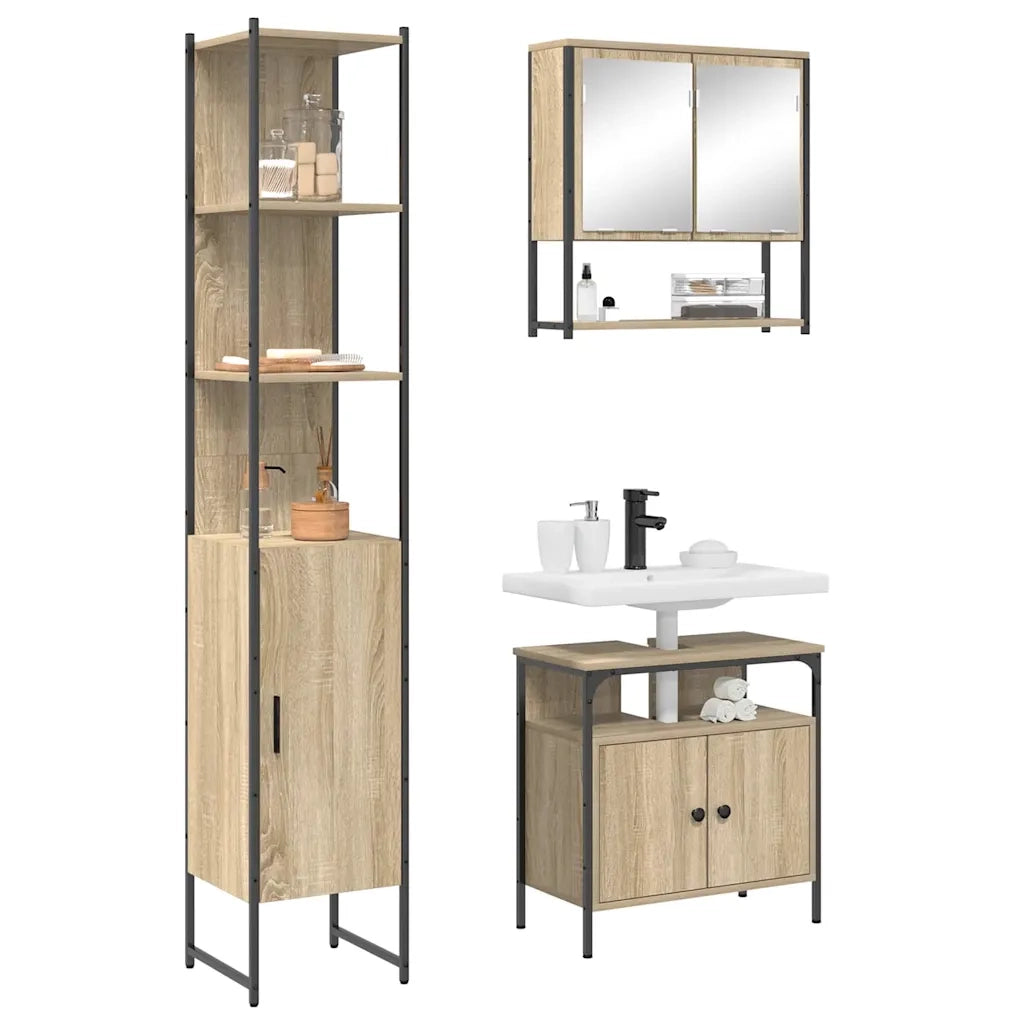Set di mobili per il bagno con lo scaffale 3 pcs Rovere Sonoma 3399400