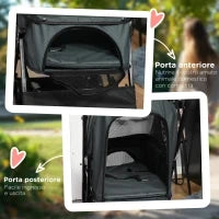 Passeggino per Cani Piccoli Pieghevole con Maniglione Girevole e Cestino Portaoggetti, 76.5x52x95 cm, Grigio
