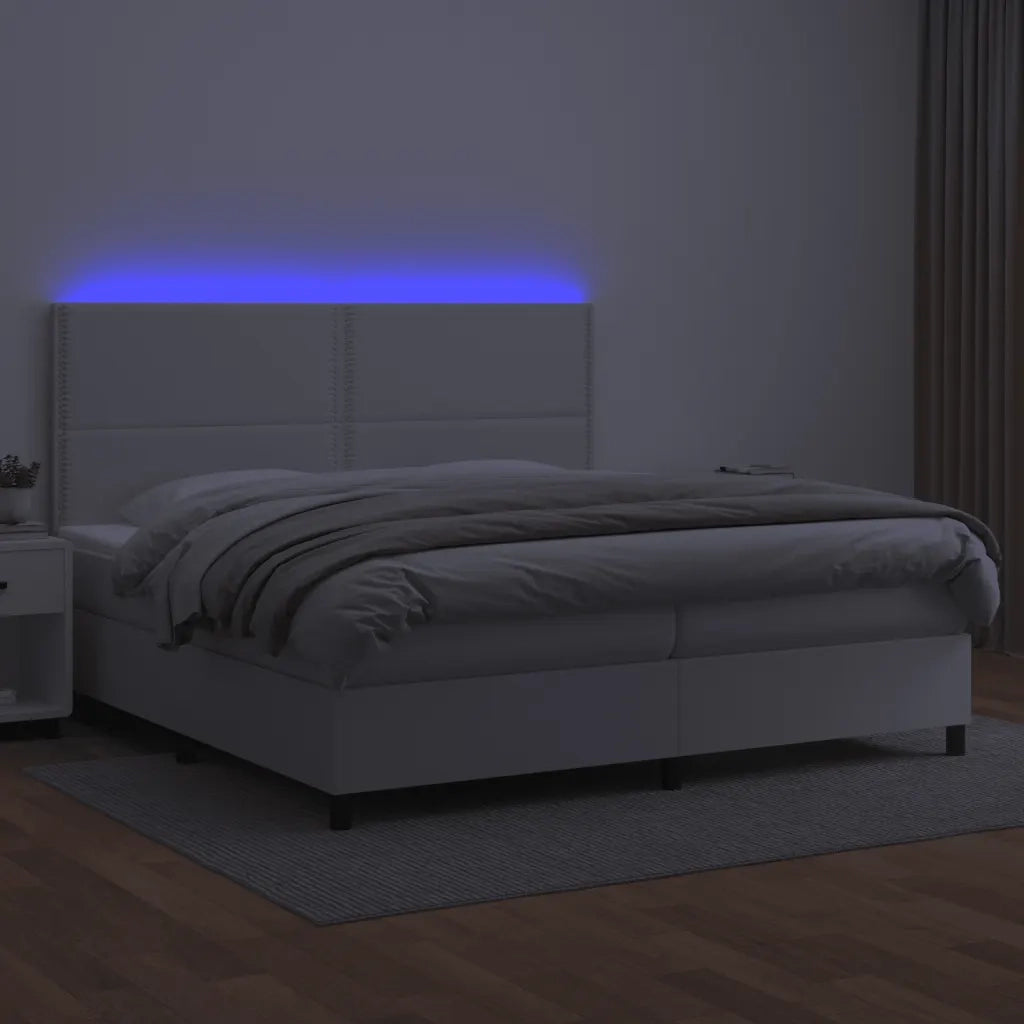 Giroletto Molle con Materasso e LED Bianco 200x200cm Similpelle cod mxl 63744