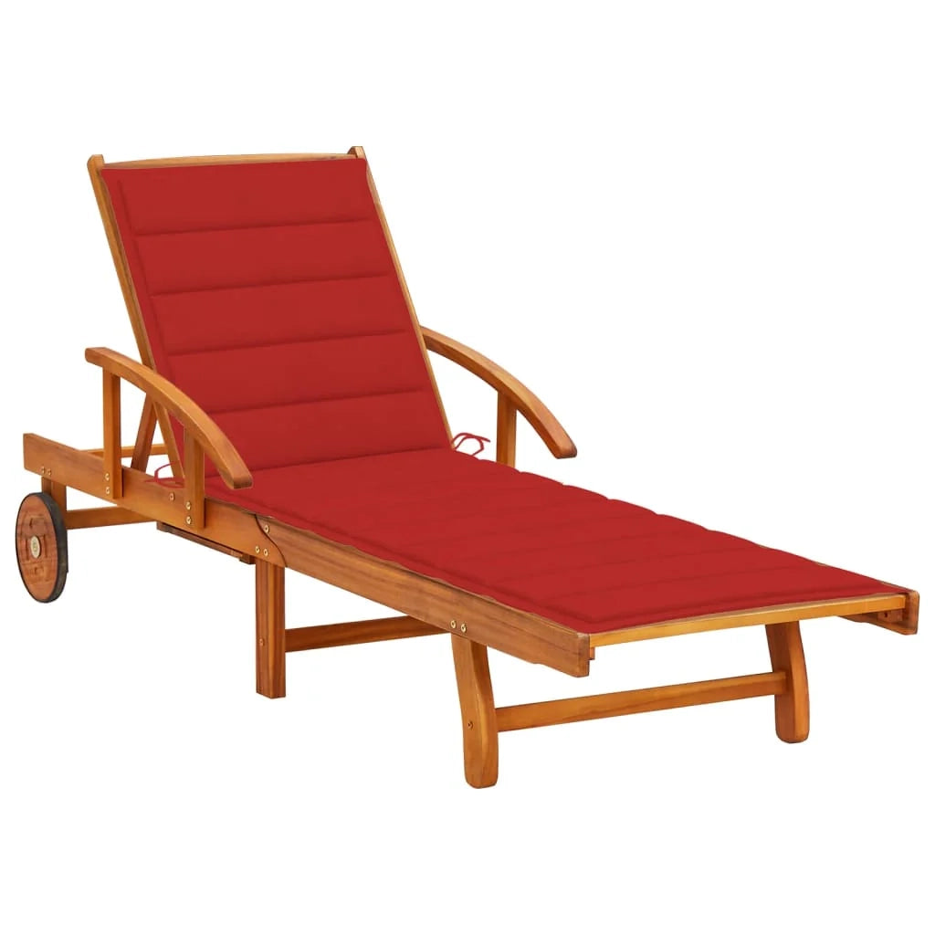 Lettino prendisole sedia a sdraio lettino prendisole letto da giardino mobili da esterno per patio con cuscino legno massello di acacia 02_0012369
