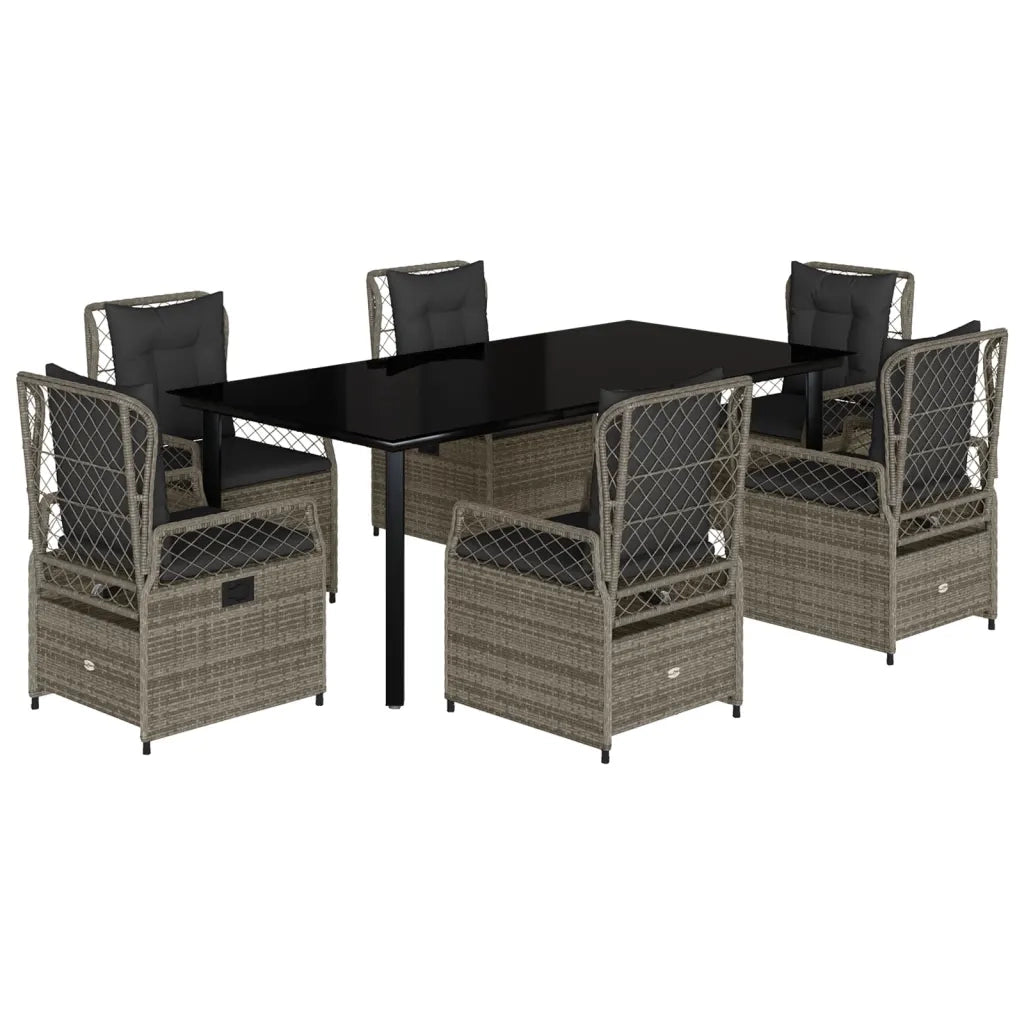 Set da Pranzo da Giardino 7 pz con Cuscini in Polyrattan Grigio 3262997