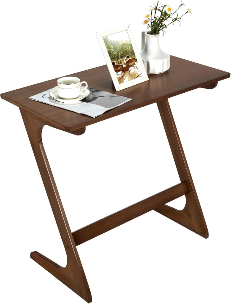 Tavolino Laterale, Tavolino da Divano e Letto in Bambù con Ampio Piano per Laptop, Struttura Stabile, Design Salvaspazio per Camera da Letto, Soggiorno, Studio, 75 x 40 x 70 cm (Marrone)