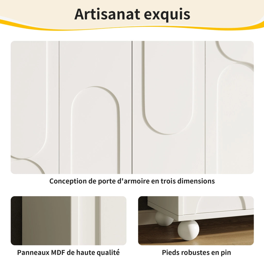 Madia con 2 Ante e Ripiano Regolabile; per Sala da Pranzo o Soggiorno in MDF; 120 × 35 × 71 cm; Bianco