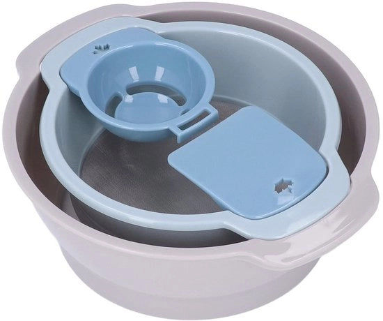 Set di Setacci per Polla - 4 Set a Scegliere - Leggero - Materiale PP Sicuro per Alimenti - Design Compattato - Lame Snodabili - Ideale per Padelle - Set di Setacci