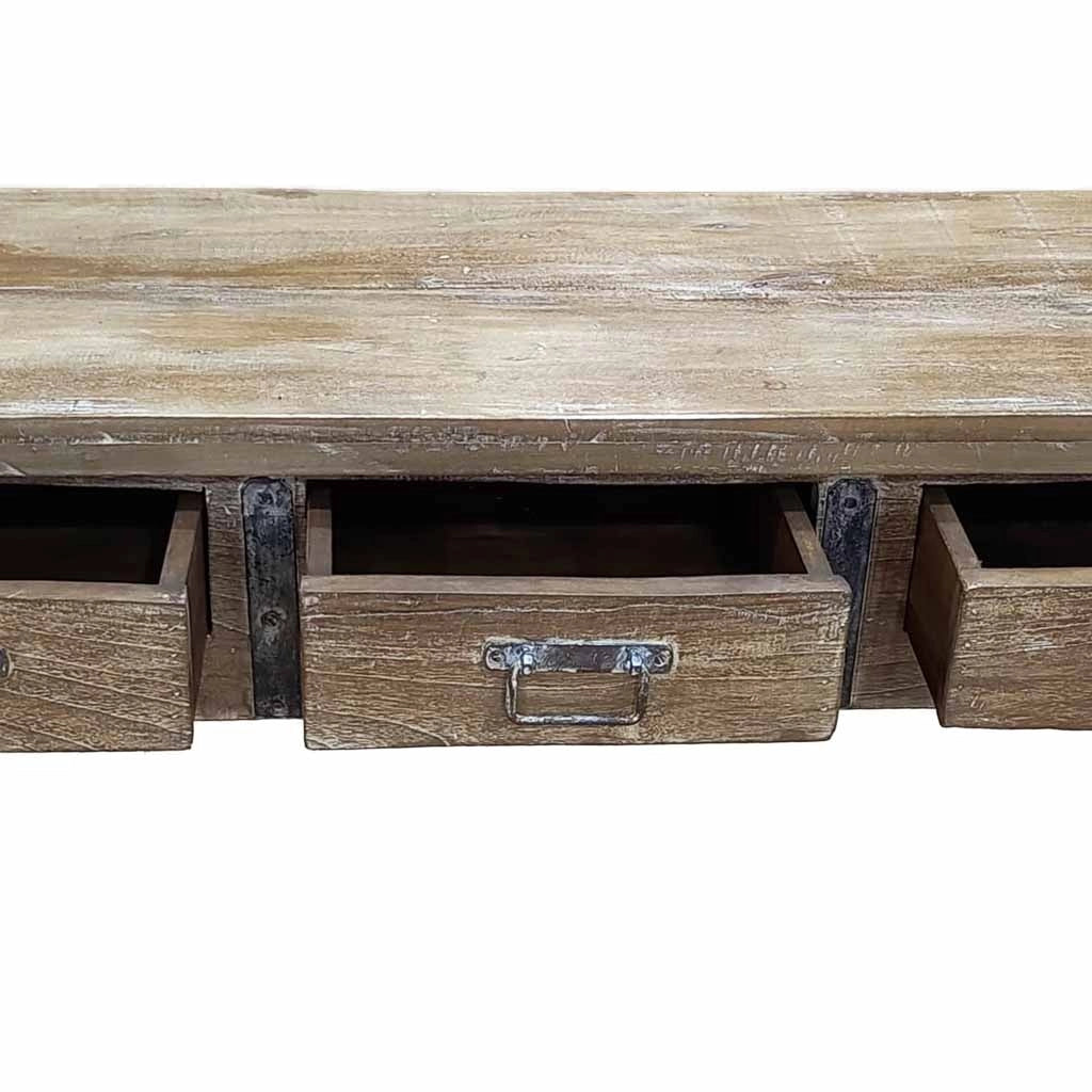 Mobile basso artigianale in legno 165-175x45x57h cm