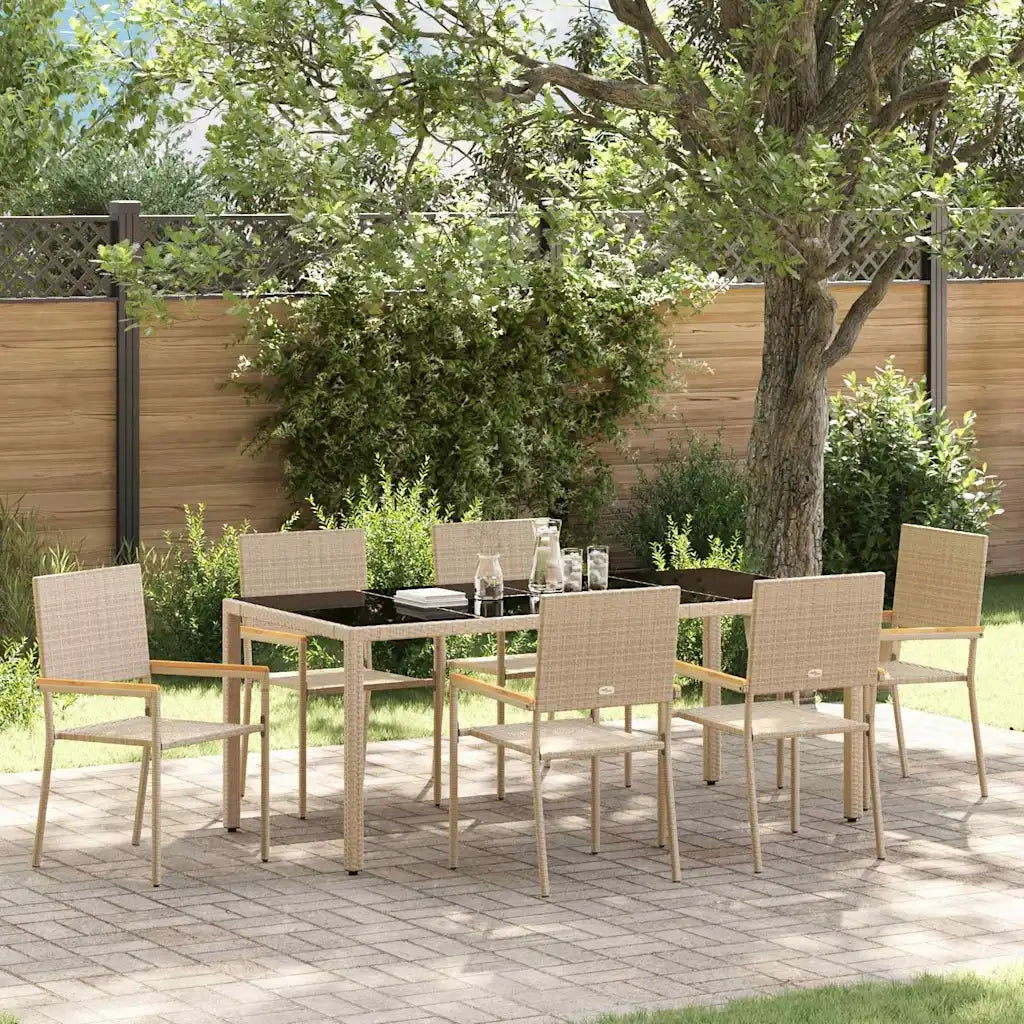 Set da Pranzo per Giardino 7 pcs Beige polyrattan 3365398