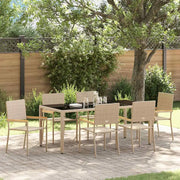 Set da Pranzo per Giardino 7 pcs Beige polyrattan 3365398