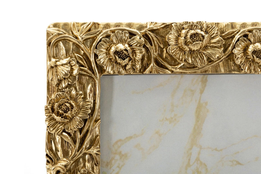 Cornice Poppy 25,3x2x30,3 cm in Resina e Vetro Oro