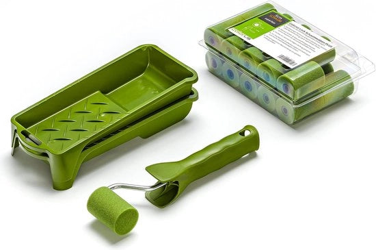 20 x Rotolo per Parete 5 cm Superfine Pianeggiante | 2 x Cassa Pittura | 1 x Braccio di Inserzione per Rotolo di Vernice - Rotolo di Vernice - Rotolo di Vernice Schiuma - Rotolo di Schiuma - Braccio di Inserzione Clip-on - Cassa Pittura Schiuma